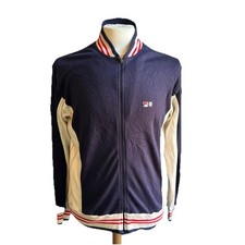 Vintage Fila Blue Track Jacket w/ Stripes Size XL Mens Wool Blend