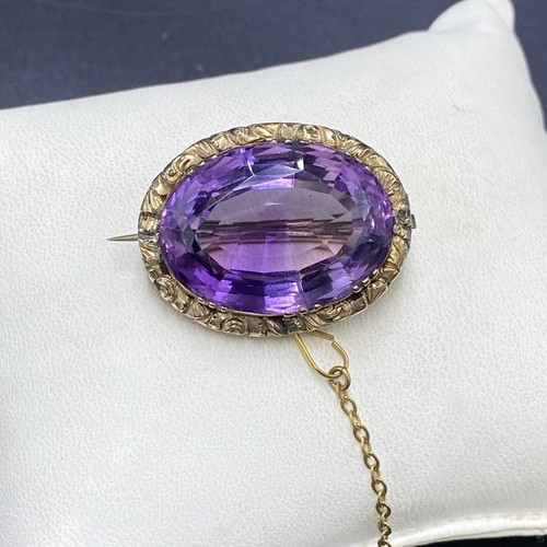 Antique amethyst brooch - amethyst,