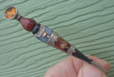 Silver Brooch Kilt Pin Agate