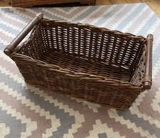 Vintage Large Wicker Basket With Wooden Handles Great Quality