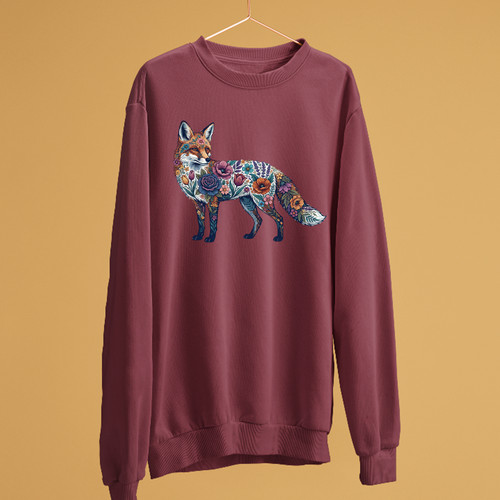 Floral fox sweatshirt artistic - floral,