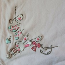 Primark Early Days Pram Blanket Blankie Comforter Pink Hearts Bunny IMPERFECT