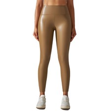 UK Womens PU Leather Stretchy Pencil Pants High Waist Yoga Tights Pants Trousers