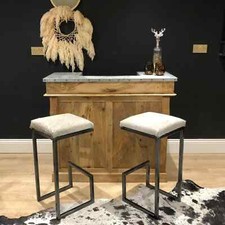 Grey Cowhide Luxury Modern Bar Stools (pair)