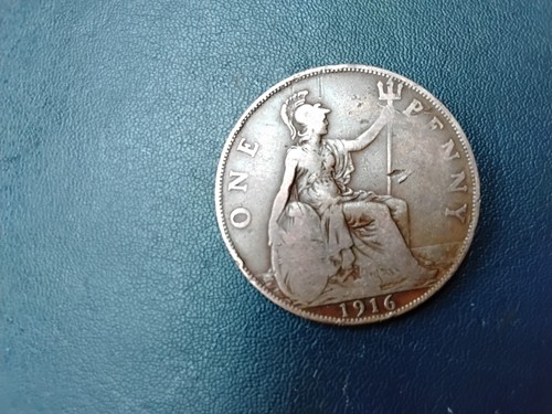 British 1916 one penny coin - a,