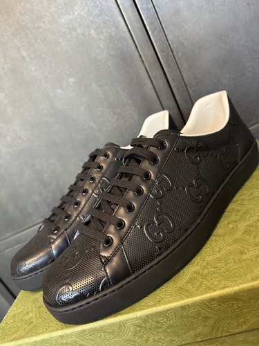 Gucci mens black leather - black,
