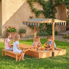 Qaba Wooden Kids Sandbox with