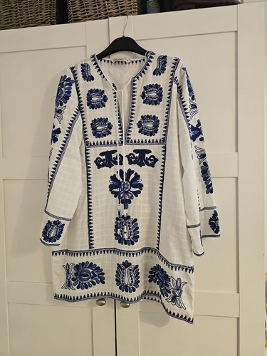 Zara blue embroidered white - blue,
