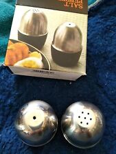 EGG SHAPE STAINLESS STEEL SALT & PEPPER SHAKERS CRUET SET 6.5x5cm new