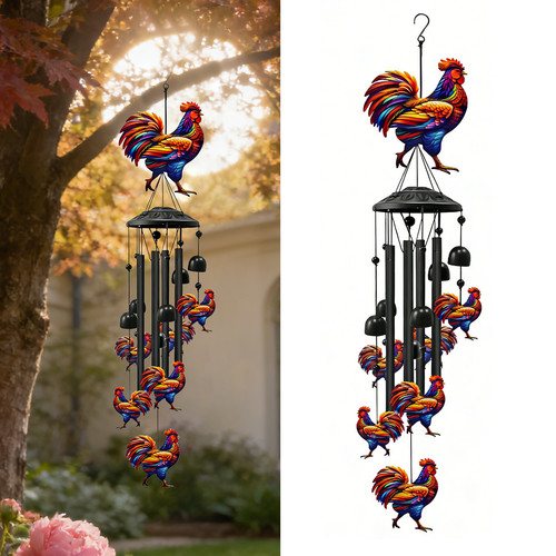 Large rooster wind chimes - rooster,