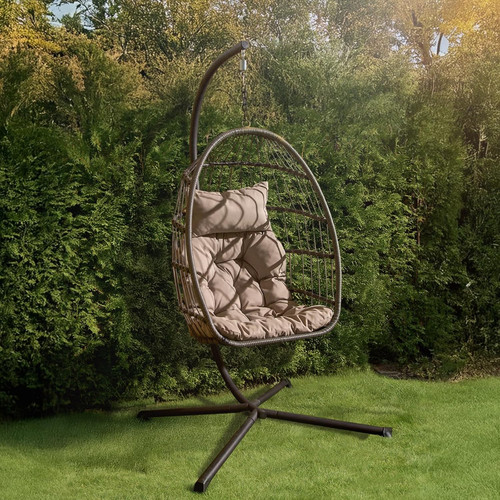 Hanging egg chair - grey,, rattan