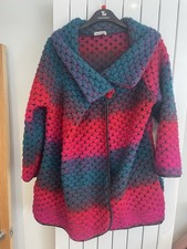 MADE IN ITALY BRIGHT KNITTED LOOSE WOOL MIX COAT MID LENGTH ONE SIZE