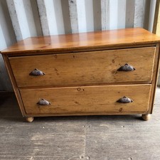 Antique pine low chest - pine, of