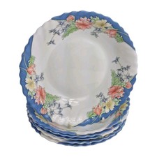 Vintage set of 6 Arcopal Florine Bowls / Dishes 18cm diameter Scalloped edge