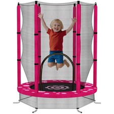 AIYAPLAY 4.6FT Kids Trampoline with Safety Enclosure Net, Pink