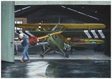 "Opening the Toy Box" Hangar L4 Piper Cub by Dan Hedger Fine Art A3 Print