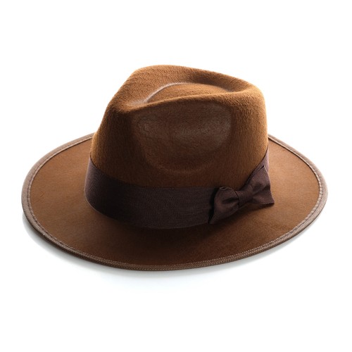 Brown felt fedora hat - brown,