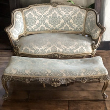 Quality Antique Original Loveseat Sofa Gilt Gold Salon Parlour Chaise Longue