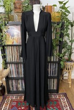 Vintage 1970s Ossie Clark Black Ophelia Maxi Dress 