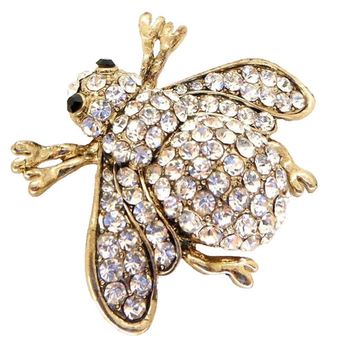 Crystal bee brooch gold large - gold,