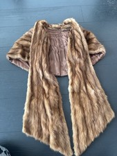 Vintage Brown Real Fur Stole Shawl Wrap Cape Jacket – Elegant Evening Wear