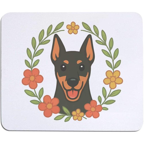 Doberman floral wreath mouse - 'doberman,