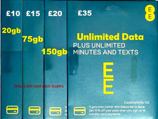 uk EE sim cards UNLIMITED DATE minutes and text , Data Rollover