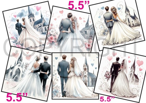 Card toppers 5 wedding - 6, 5.5"