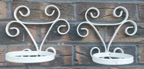 Pair white scroll - wrought, iron