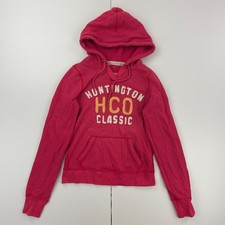 HOLLISTER Hoodie Small Pink Womens Hooded Pullover Embroidered Logo Sweatshirt