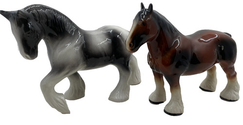Ceramic shire horses - ceramic,