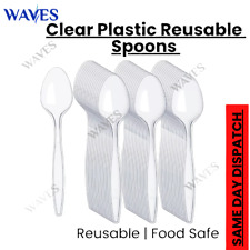 Clear Plastic Reusable Spoons Heavy Duty for Catering Parties Disposable Durable