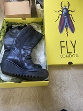 Fly Calf Length Black Leather