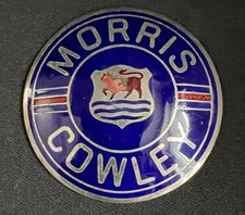 MORRIS COWLEY BULLNOSE FLATNOSE ENAMEL MOTOR CAR RADIATOR GRILLE BADGE EMBLEM