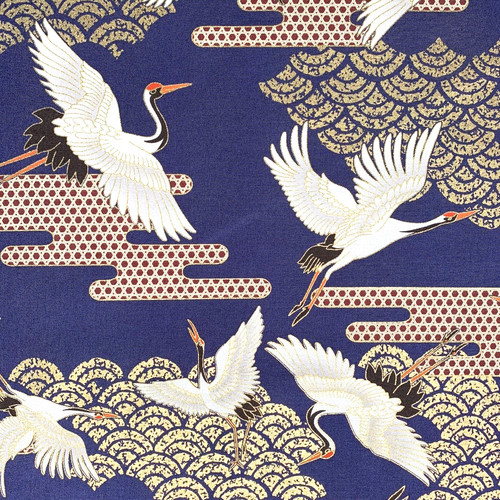 Japanese cranes fabric - , art