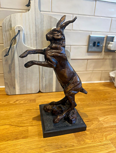 Large bronze finish metal - metal, hare