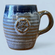 Vintage Jerry Harper Studio Pottery Mug Yorkshire Rose Blue Stoneware Mary Rose