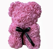 Pink Rose Teddy Bear Artificial Flower Gift for Mom Birthday Valentine's 