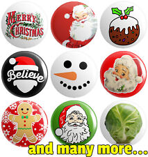 Christmas - Various Designs - BUTTON PIN BADGES 25mm 1 INCH | Santa Father Xmas
