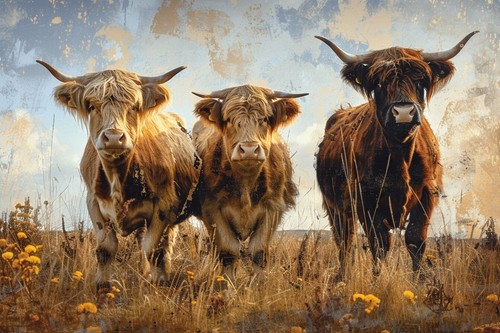 Highland cow canvas picture - cow,