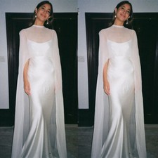 Chiffon Wedding Long Shawls White Ivory Jackets Bolero Women Bridal Cape Cloak