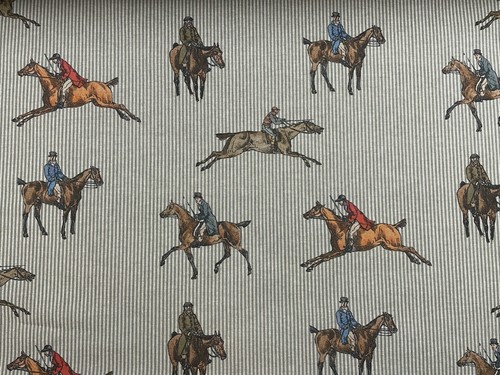 Vintage horse stripe fabric - horse,