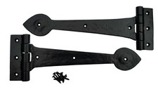 Black Antique Heavy Spear Hinges (pair + fixings) 9" & 12" available