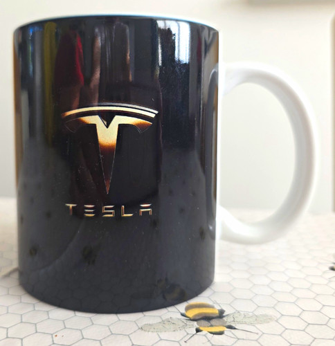 Tesla logo ceramic coffee mug - tesla,