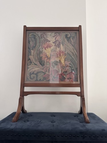 Vintage wood fire screen - vintage,