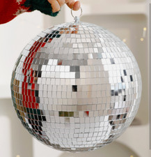 Disco Christmas Silver Mirror Ball Bauble Xmas Decor Ornament Party 18cm Large