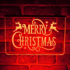 Merry Christmas LED Neon Light Up Sign | Festive Decorations USB Hanging Window