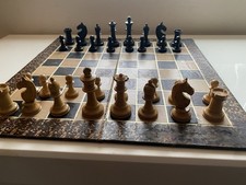Antique Chess Set  And Leather
