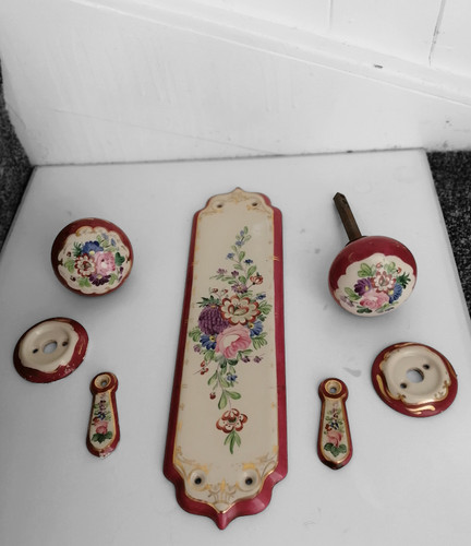 Victorian porcelain red floral - porcelain,