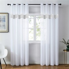 PAIR READY MADE NET CURTAINS Diamante Sparkle JEWEL VOILE EYELET  Pencil Pleat